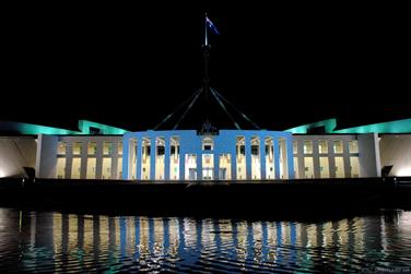 Parliament House at night, Canberra, Australian Capital Territory
