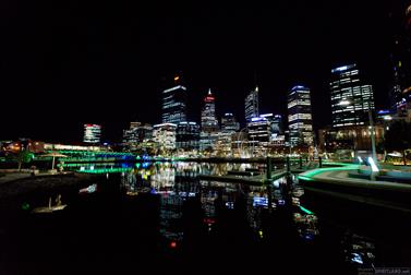 Elizabeth Quay at night, Perth, capital city of Western Australia