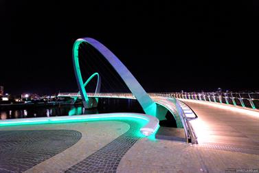 Elizabeth Quay Bridge at night, Perth, Western Australia